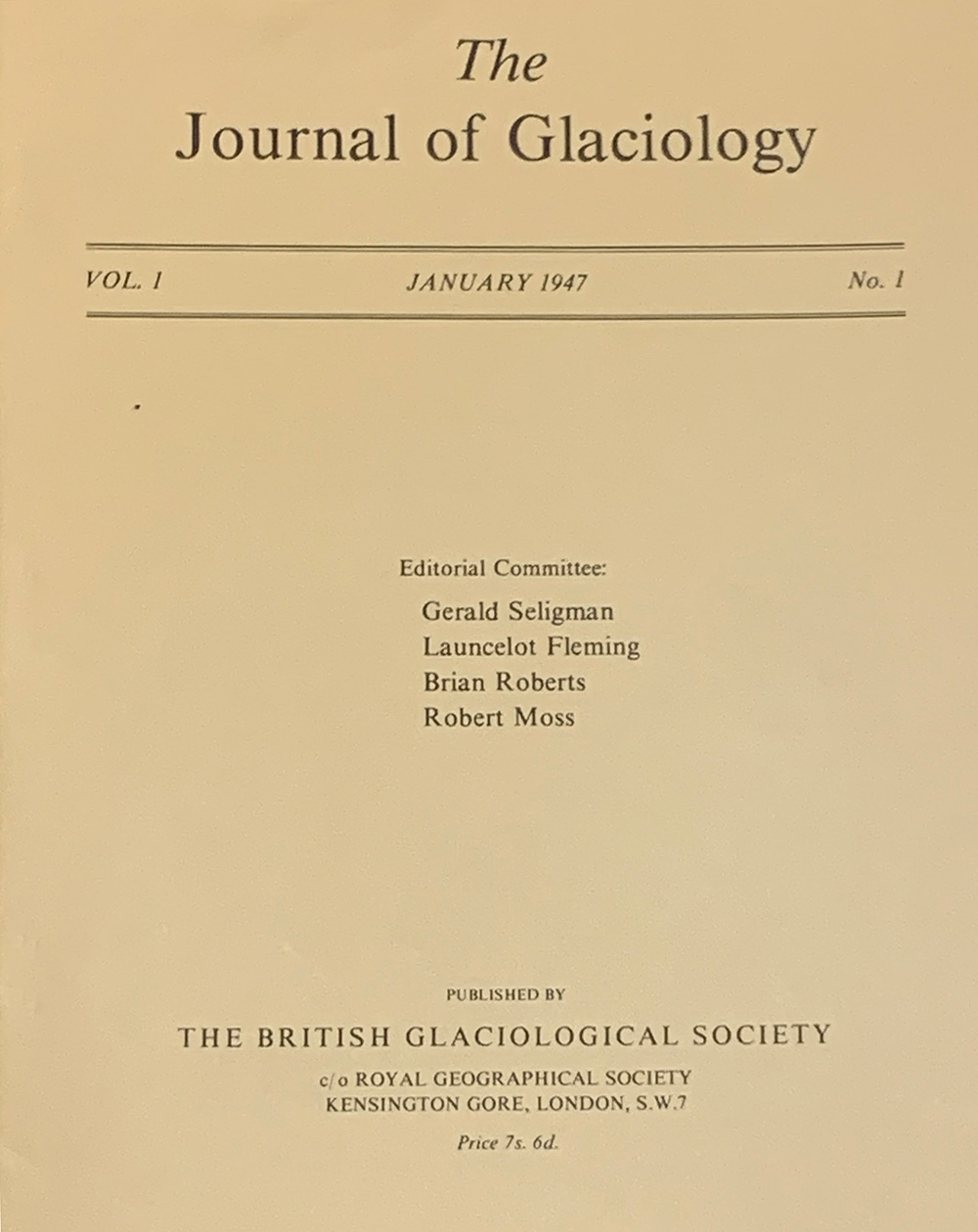 Journal of Glaciology, Issue 1, 1947