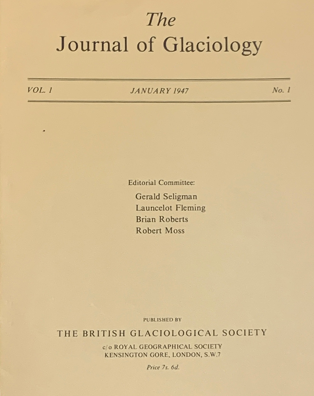journal-of-glaciology-01 Journal of Glaciology, Issue 1, 1947