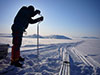 Drilling in ablation stakes on Austfonna ice cap, Svalbard